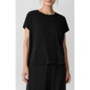 Eileen Fisher Crewneck Wedge Top In Black