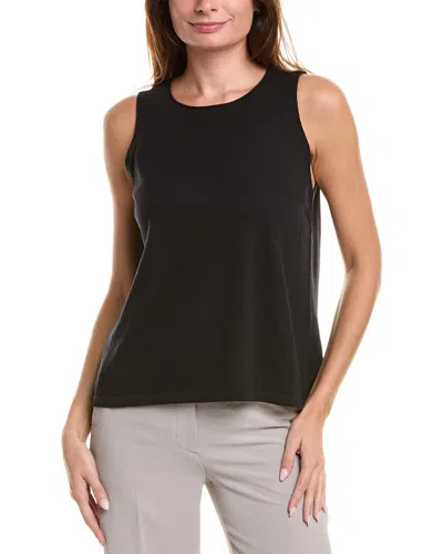 Eileen Fisher Crewneck Wool Shell In Black