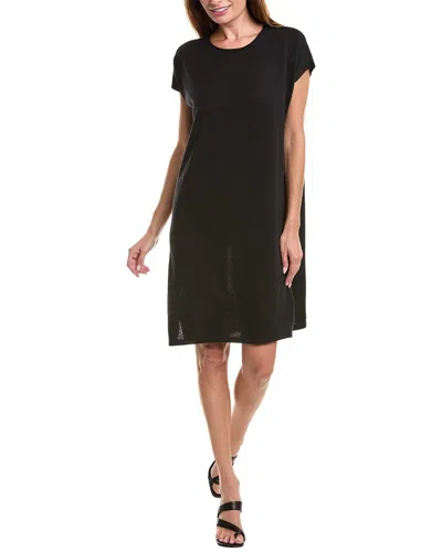 Eileen Fisher Crewneck Wool Shift Dress In Black