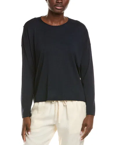 Eileen Fisher Crewneck Wool Sweater In Black