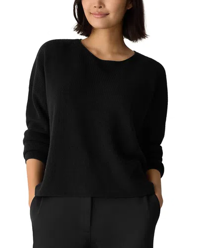 Eileen Fisher Crewneck Wool Sweater In Black