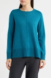 Eileen Fisher Crewneck Wool Sweater In Blue