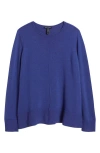 Eileen Fisher Crewneck Wool Sweater In Blue