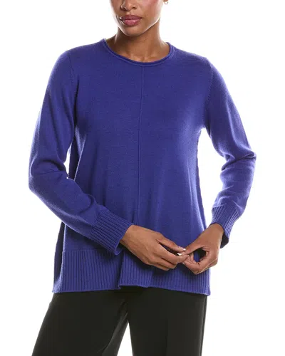Eileen Fisher Crewneck Wool Sweater In Blue