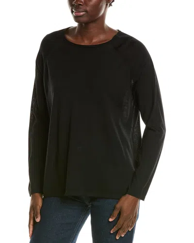 Eileen Fisher Crewneck Wool Sweater In Blue