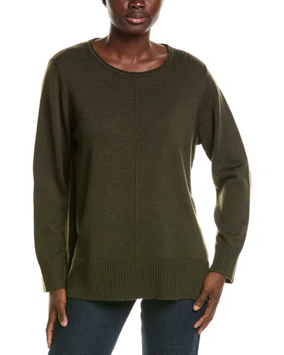 Eileen Fisher Crewneck Wool Sweater In Green