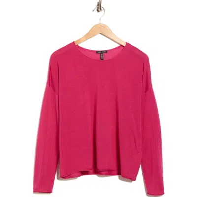 Eileen Fisher Crewneck Wool Sweater In Pink