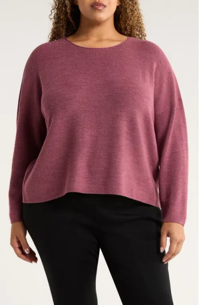 Eileen Fisher Crewneck Wool Sweater In Pink