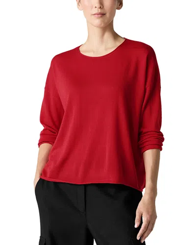 Eileen Fisher Crewneck Wool Sweater In Red Poppy