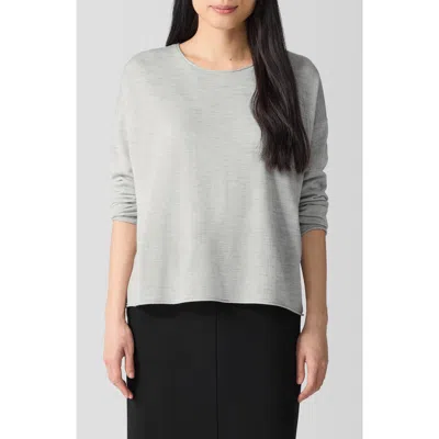 Eileen Fisher Crewneck Wool Sweater In Sea Salt