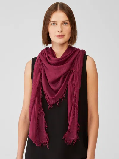 Eileen Fisher Crinkle Gauze Scarf In Brown