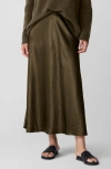 Eileen Fisher Crinkle Satin Bias Skirt In Green