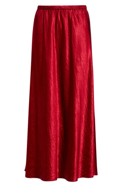 Eileen Fisher Crinkle Satin Bias Skirt In Red