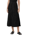 Eileen Fisher Pleated Silk Midi Skirt In Black
