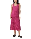 EILEEN FISHER CRINKLE SILK TIERED MIDI DRESS