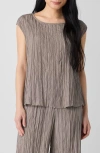 Eileen Fisher Silk Ballet Neck Top In Cocoa