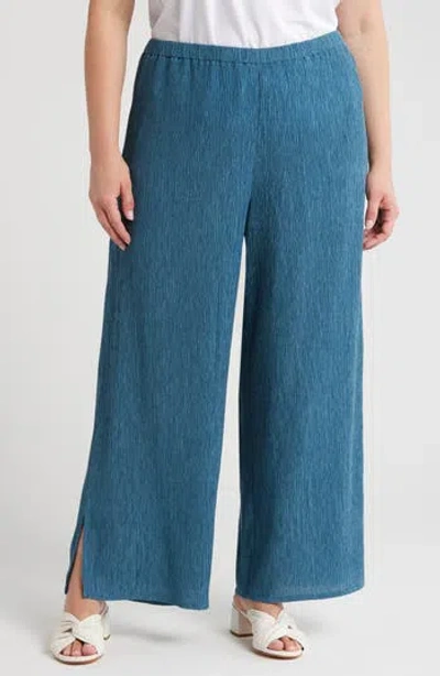 Eileen Fisher Crinkled Ankle Wide Leg Pants In Cascade