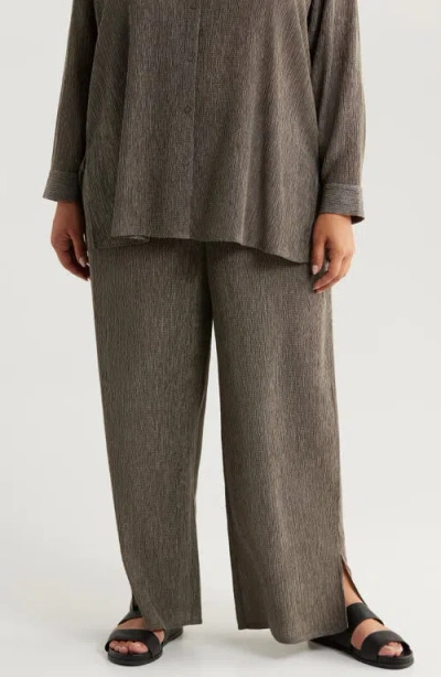 Eileen Fisher Crinkled Ankle Wide Leg Pants In Taupe
