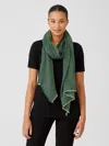 Eileen Fisher Crinkled Cotton Scarf In Green
