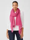Eileen Fisher Crinkled Cotton Scarf In Purple