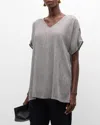 Eileen Fisher Crinkled Dolman-sleeve Tunic In Nimbus