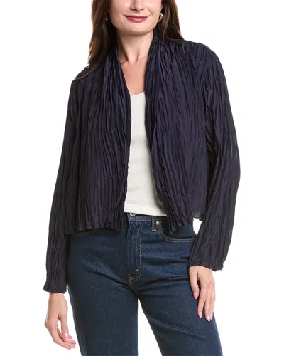 Eileen Fisher Crinkled High Collar Silk Jacket