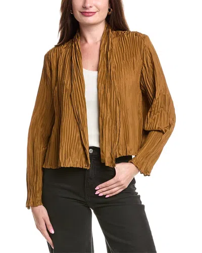 Eileen Fisher Crinkled High Collar Silk Jacket