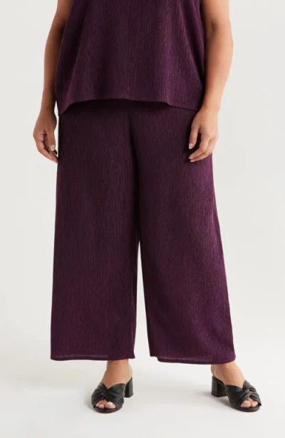 Eileen Fisher Crinkled High Waist Ankle Wide Legs In Purple