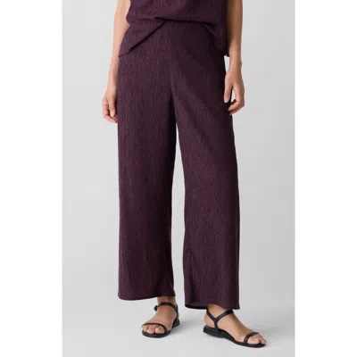 Eileen Fisher Crinkled High Waist Ankle Wide Legs In Gold