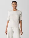 Eileen Fisher Crinkled Jersey Crew Neck Top In White