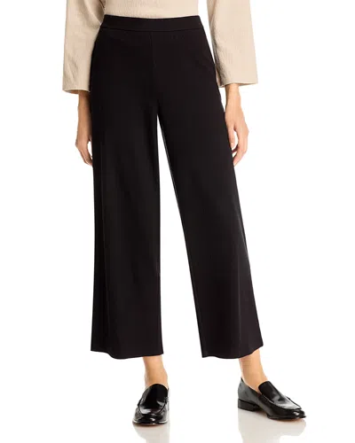 Eileen Fisher Crinkled Jersey Wide Leg Ankle Pants In Black