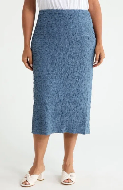 Eileen Fisher Crinkled Organic Cotton Blend Midi Skirt In Black