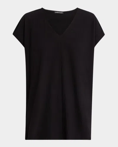Eileen Fisher Crinkled Organic Cotton Jersey Tunic In Black
