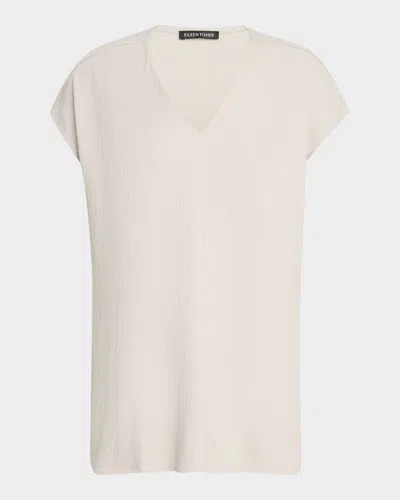 Eileen Fisher Crinkled Organic Cotton Jersey Tunic In Chalk