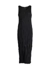 Eileen Fisher Pleated Sleeveless Silk Shirtdress