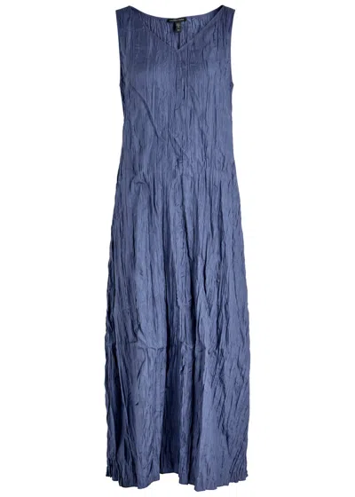 Eileen Fisher Crinkled Plissé Silk Midi Dress