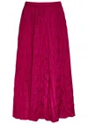 Eileen Fisher Crinkled Plissé Silk Midi Skirt