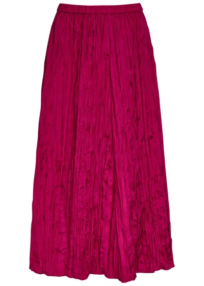 Eileen Fisher Crinkled Plissé Silk Midi Skirt