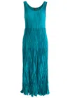 Eileen Fisher Petite Tiered A-line Crinkled Silk Midi Dress In Teal