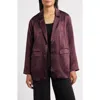 Eileen Fisher Crinkled Satin Blazer In Burgundy