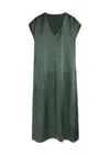 Eileen Fisher Crinkled Satin Midi Dress In Green