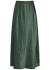 Eileen Fisher Crinkled Satin Midi Skirt In Green