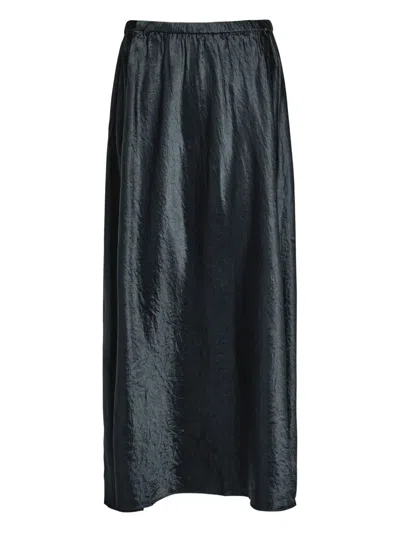 Eileen Fisher Crinkled Satin Skirt In Black