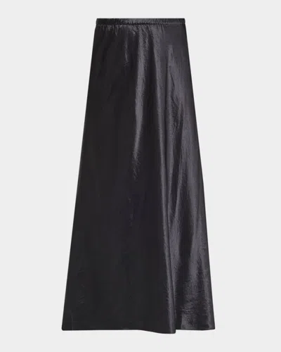 Eileen Fisher Crinkled Satin Straight Midi Skirt In Gray
