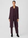Eileen Fisher Missy Sheer Silk Collared Open-front Jacket In Purple