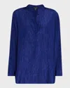 Eileen Fisher Mandarin Collar Textured Stretch Silk Tunic In Infinity
