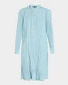 Eileen Fisher Crinkled Silk Midi Shirtdress In Seafoam