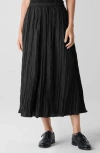 Eileen Fisher Crinkled Silk Midi Skirt In Black