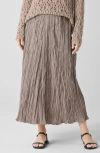 Eileen Fisher Petite A-line Crushed Silk Midi Skirt In Cocoa