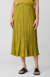 Eileen Fisher Crinkled Silk Midi Skirt In Green